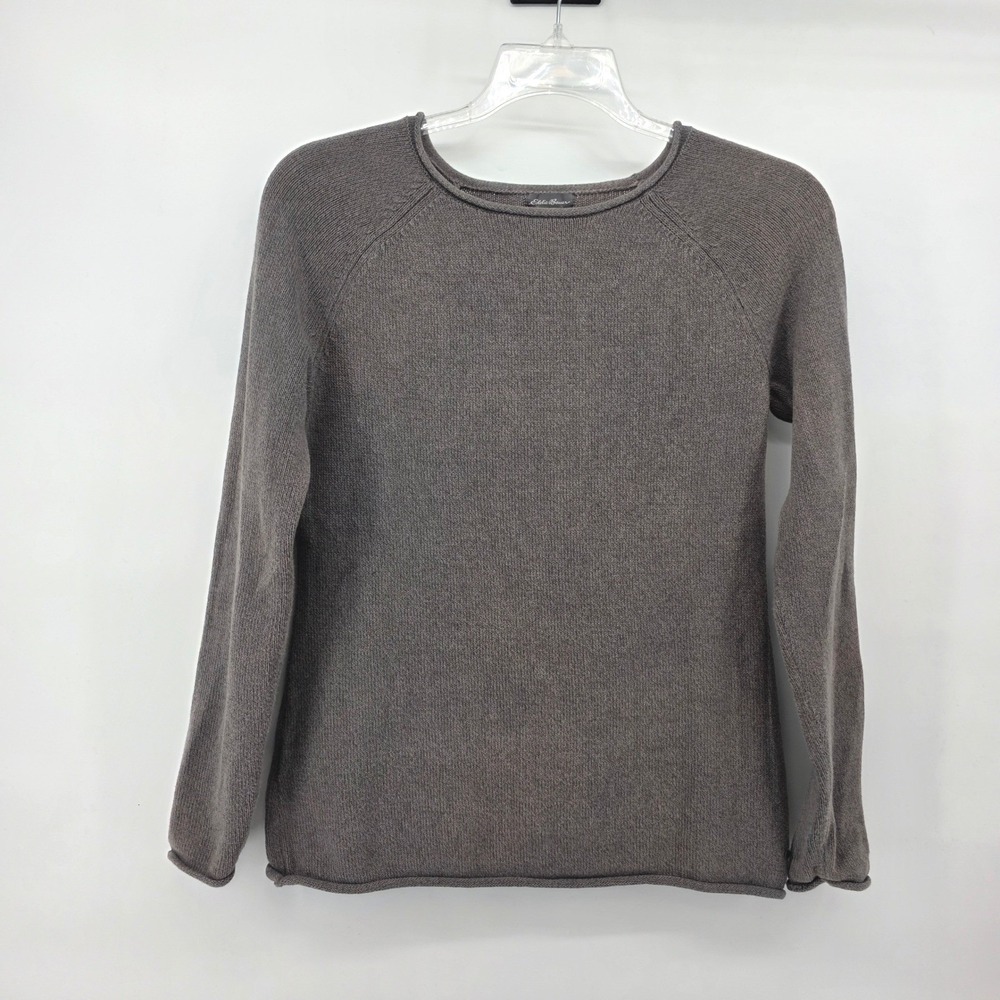Eddie Bauer Womens‎ Small Brown Cotton Blend Raglan Long Sleeve Knit Sweater